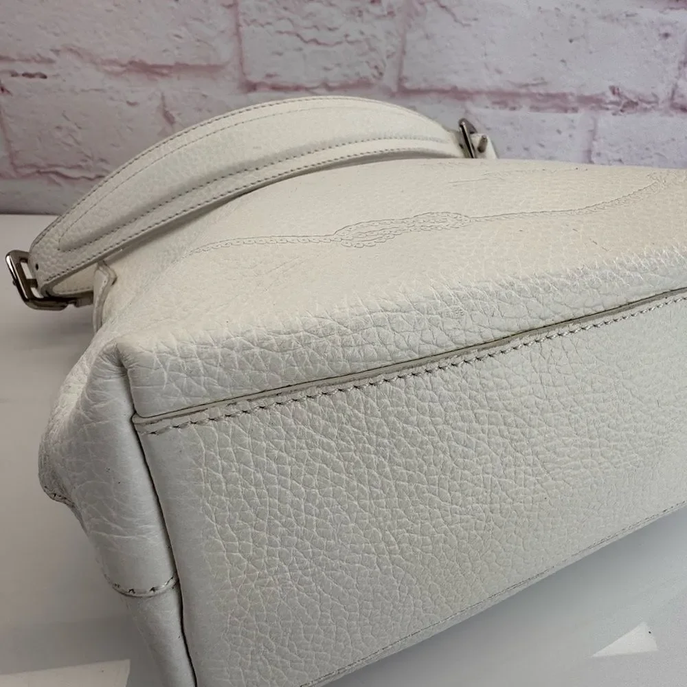 Prada Embossed Logo White Daino Vitello Shoulder Bag - Picture 7 of 15